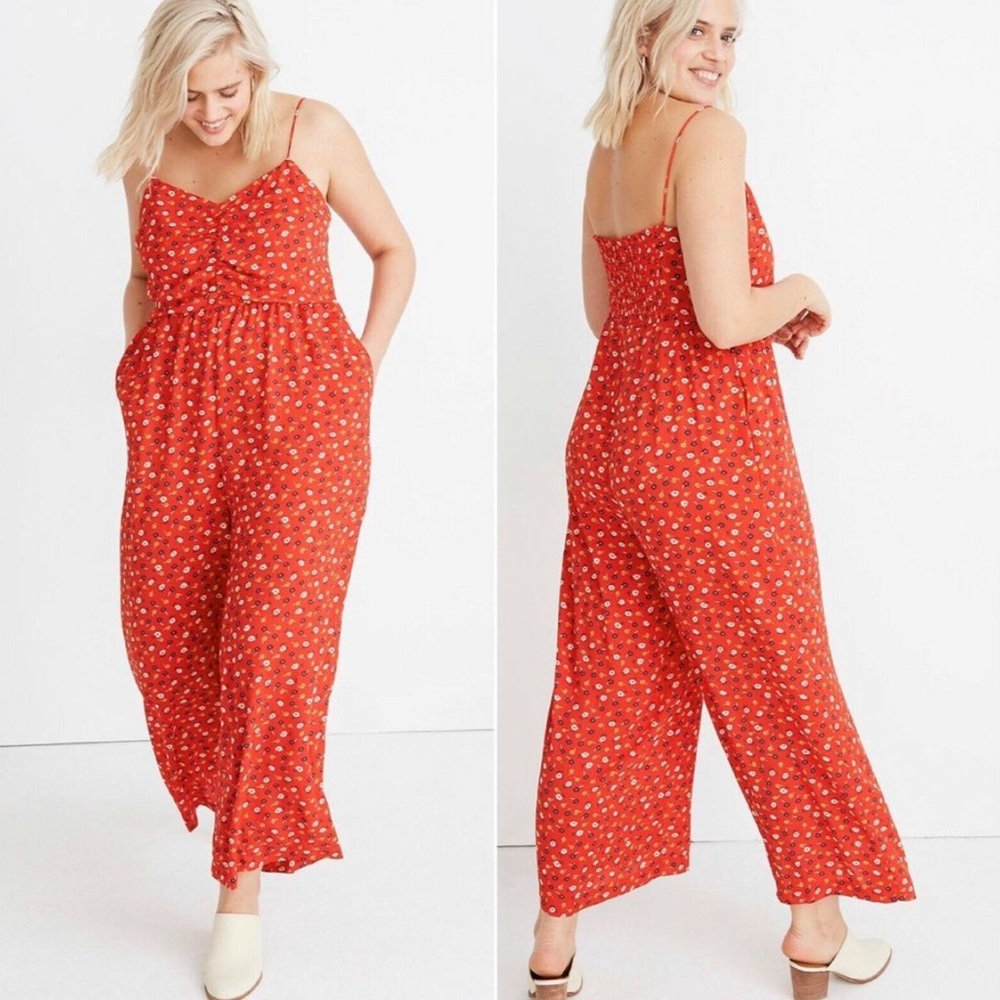 Madewell Ruched Wide Leg Jumpsuit Prairie Posie 20